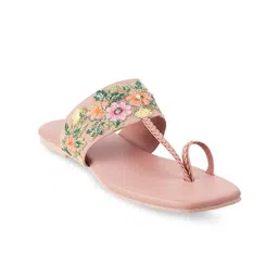 Mochi Women Pink Ethnic One Toe Flats-image-24