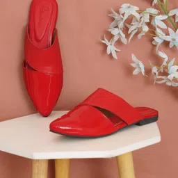 ELANBERG Women Synthetic Leather Printed Mules Flats-image-14