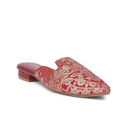 Biba Women Maroon Printed Mules Flats-image-31