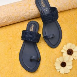 Ajanta Women Blue One Toe Flats-58