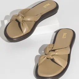 Inc 5 Knot Detail Open Toe Flats-picture-2