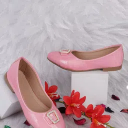 BAESD Girls Textured Embellished Pointed Toe Ballerinas-7