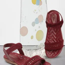 ICONICS Textured Open Toe Flats-38
