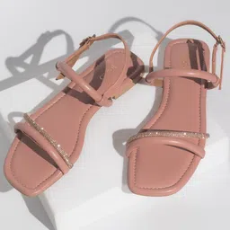 Inc 5 Embellished Open Toe Flats-10