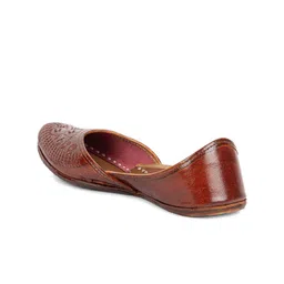 Ta Chic Textured Leather Square Toe Mojaris With Laser Cuts image 4