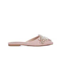 RAG & CO Embellished Pointed Toe Fabric Party Mules image 3