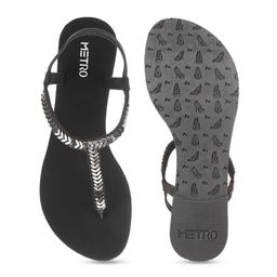 Metro  Embellished T- Strap Flats With Backstrap image 4