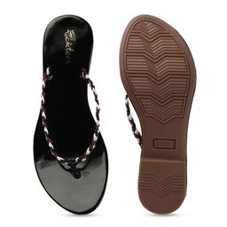 Picktoes Textured Strap Open Toe Flats image 3