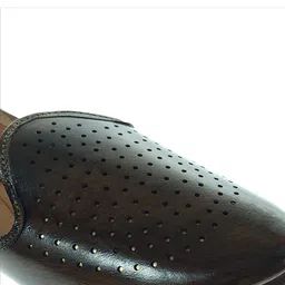 Fulkari Men Textured Ethnic Mojaris with Laser Cuts Flats image 2