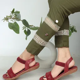 ICONICS Textured Open Toe Flats image 4