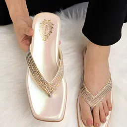 Shoetopia Embellished Open Toe Flats-62