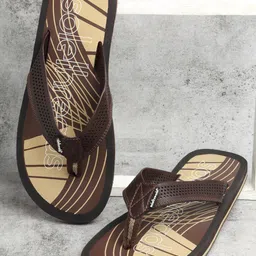 Solethreads Men Brown Printed Thong Flip-Flops-77