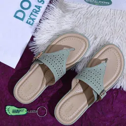 DOCTOR EXTRA SOFT Textured Lightweight Open Toe Flats With Buckles Detail & Laser Cuts-image-93