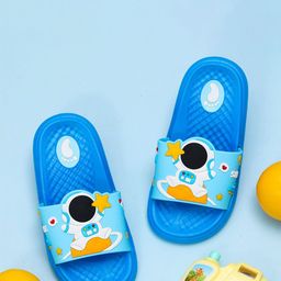 Yellow Bee Boys Star Astronaut Printed Rubber Sliders-11