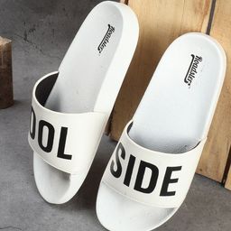 The Roadster Lifestyle Co. Men White Printed Sliders-image-45