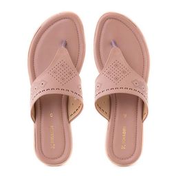 Khadims Textured Open Toe T-Strap Flats-76