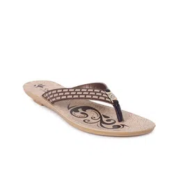 Paragon Women Beige & Brown Printed Thong Flip-Flops-picture-0