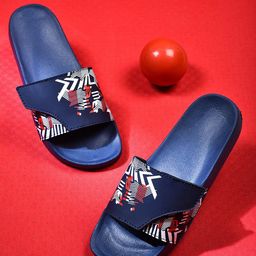 Greentech Men Printed Rubber Sliders With Velcro Closure-10