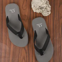 Carlton London Men Grey & Black Colourblocked Thong Flip Flops-picture-45