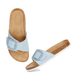 MOZAFIA Buckled Open Toe Flats-10