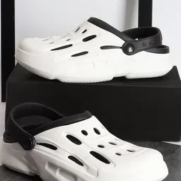 The Roadster Lifestyle Co, Men White Clogs With Laser Cuts & Backstrap-27