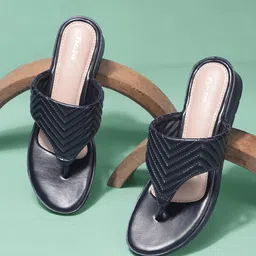 Bata Textured Open Toe T-Strap Flats-1