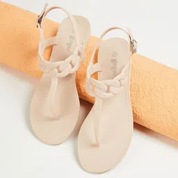 Ginger by Lifestyle Women Embellished Rubber T-Strap Flats With Buckle Closure-43