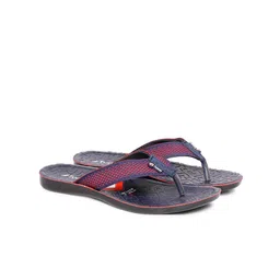 Tucson Men Navy Blue & Red Woven Design Thong Flip Flops-9