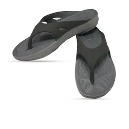 Doubleu Men Grey & Black Rubber Thong Flip-Flops-13