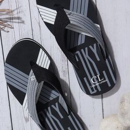 Carlton London Men Black & White Printed Thong Flip-Flops-50