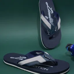 Duke Men Navy Blue & Grey Printed Thong Flip-Flops-picture-36
