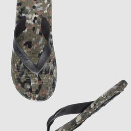 Solethreads Men Olive Green & Charcoal Printed Thong Flip-Flops image 2