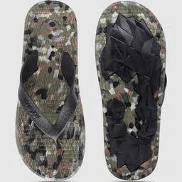 Solethreads Men Olive Green & Charcoal Printed Thong Flip-Flops image 5