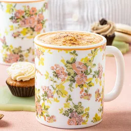 Larah by BOROSIL Premia Series Amora White & Green 2 Pcs Floral Printed Mugs 320 ml Each image 2