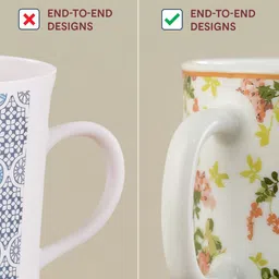Larah by BOROSIL Premia Series Amora White & Green 2 Pcs Floral Printed Mugs 320 ml Each image 5