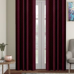 Cortina Maroon Set of 2 Geometric Door Curtain-image-52