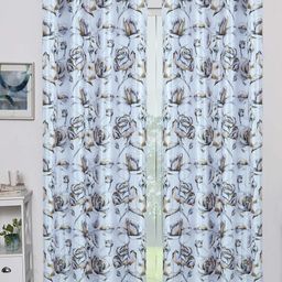 BELLA TRUE White & Grey Set of 2 Floral Printed Door Curtains-24