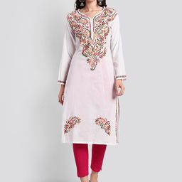 Seva Chikan Ethnic Motifs Chikankari Embroidered Cotton Kurta-picture-27