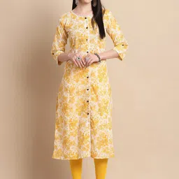 Pistaa Floral Printed Panelled Roll-up sleeves straight Kurta-29