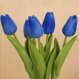 TIED RIBBONS Set Of 5 Navy Blue & Green Artificial Tulip Flowers Sticks image 2