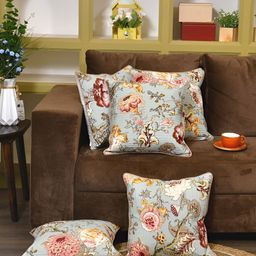 Clasiko Grey & Pink 5 Pcs Ethnic Motifs Square Cushion Covers-image-91