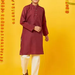 BonOrganik Boys Straight Pure Silk Kurta with Pyjamas-20