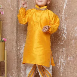 Aj DEZInES Boys Mandarin Collar Straight Kurta With Dhoti Pants-image-46