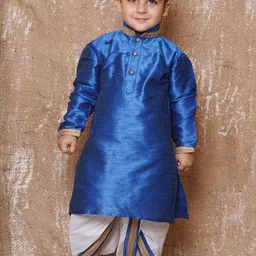 Aj DEZInES Boys Mandarin Collar Straight Kurta With Dhoti Pants-32