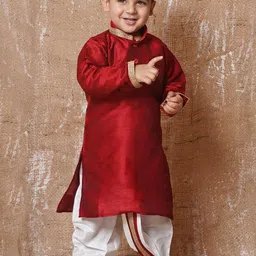 Aj DEZInES Boys Mandarin Collar Straight Kurta With Dhoti Pants-picture-14
