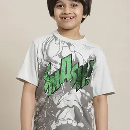 Kids Ville Boys Hulk Printed Round Neck Pure Cotton T-shirt-picture-39