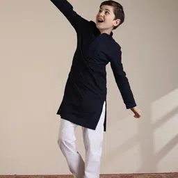 Manyavar Boys Embroidered Regular Thread Work Straight Kurta With Pyjamas-36