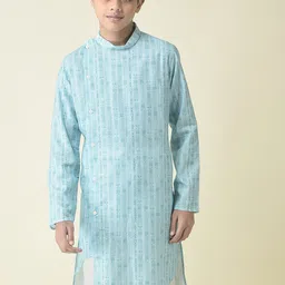 TABARD Boys Mandarin Collar Tribal Striped Straight Fit Cotton Kurta-picture-45