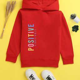 NUSYL Unisex Kids Red Printed Hooded Sweatshirt-image-67