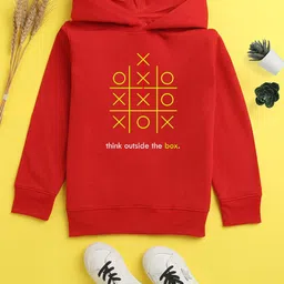 NUSYL Unisex Kids Red Printed Hooded Sweatshirt-image-58